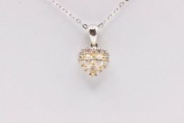 Heart Shaped Natural Diamond Pendant & Chain 1.00 Carat 18k White & Yellow Gold