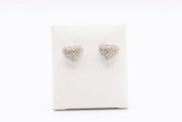 Heart Shape 2.00 Carat Natural Diamond Earrings set in Rose & White Gold - Round Brilliant Cut