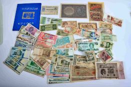 A large selection of hundreds of overseas banknotes
