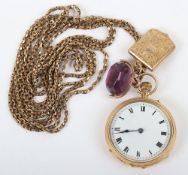 A ladies 18ct gold fob watch
