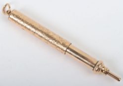 An unmarked (probably 9ct gold) propelling pencil, circa 1900