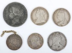 Two Victoria Crowns 1892, 1900, Wilhelm II 1914 3 Mark