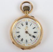 A ladies 18ct gold fob watch