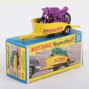 Matchbox Superfast 38a Motorcycle and Trailer with PURPLE bike