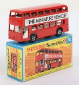 Matchbox Superfast 74a Daimler Bus NAMC & THE MINIATURE VEHICLE labels