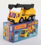 Matchbox Superfast 49c Crane Truck with RARE PURPLE glass