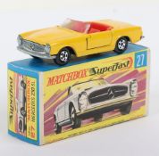 Matchbox Superfast 27a Mercedes 230 SL with scarce RED interior & Yellow body