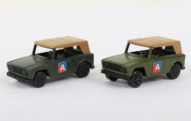 Two Matchbox Superfast 18a Field Car MILITARY including RARE DARK DRAB body