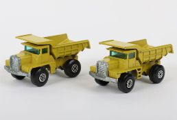 2x variations Matchbox Superfast 28a Mack Dump Truck 1st & 2nd castings