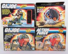 Four Vintage Gi Joe Action Force Vehicles Boxed Hasbro. 