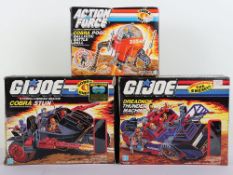 Three Vintage Gi Joe Action Force Vehicles Boxed Hasbro. 