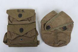WW2 USMC Canteen Cover & US Grenade Pouch