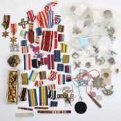 Collection of British Military Badges, Buttons sweethearts, medal and Medal Ribbons