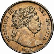 George III (1760-1820), Halfcrown, 1816, New Coinage, Bull head, rev. crowned garter and shield, (S.