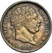 George III (1760-1820), Shilling, 1817, laureate head, date below, rev. crowned garter and shield,