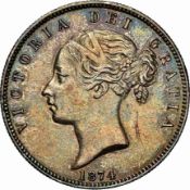 Victoria (1837-1901), Halfcrown, 1874, young head rev. crowned shield of arms, (S. 3889), near