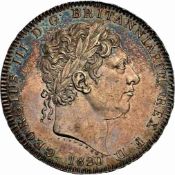 George III (1760-1820), Crown, 1820, New Coinage, laureate head, rev. St George and dragon, edge LX,