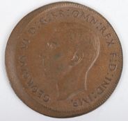 Error Coin - George VI (1937-1952), Penny, 1945, struck off centre, unusual mis-strike