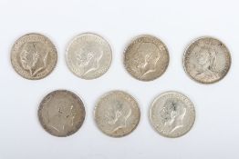 Seven Florins, 1887, 1907, 3x1914, 1915 and 1919, three 1914 all EF, the rest VF, (7)