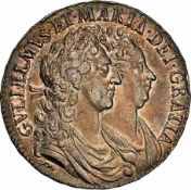 NGC AU55 - William and Mary (1689-94), Halfcrown, 1689, First Busts with second Crowned Shield, (