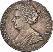 NGC XF45 - Anne (1702-14), Crown, 1707E, Post Union, Second bust, E below, rev. crowned shields, (S.