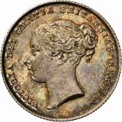 NGC AU58 - Victoria (1837-1901), Shilling, 1858, young head rev. crowned mark of value within