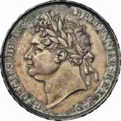 NGC AU58 - George IV (1760-1820), Crown, 1821, laureate head rev. St George and Dragon, edge