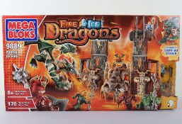 Scarce Mega Bloks 9889 Dragons Fire Ice Portal of Fire Set sealed boxed.