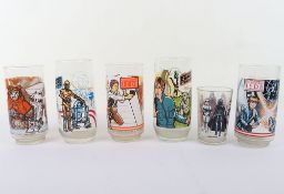 Six Vintage Star Wars Drinking Glasses.