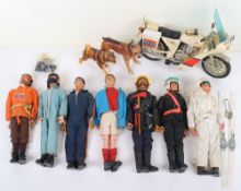 Eight Vintage Palitoy Action Man Action Figures Dolls.