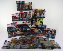 Collection of Thirty Modern Star Wars Action Figures moc carded Hasbro Kenner.