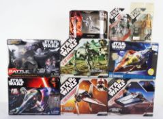 Nine Modern Star Wars Action Figures Vehicles boxed carded moc Hasbro.