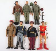 Seven Vintage Palitoy Action Man Action Figures Dolls.