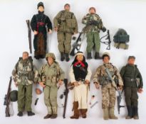 Eight Modern Warfare and Vintage Military attire 12 inch 1/6th Scale Action Figures Dolls.