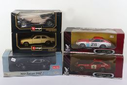Four 1/18 Scale Die Cast Model Cars and one 1/22 scale.
