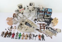 Collection of Vintage Star Wars Action Figures Vehicles and parts.