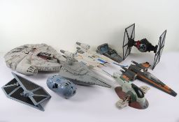 Quantity of Modern Star Wars action figures and vehicles Hasbro.