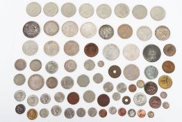 A selection og 19th century and later mostly silver coins, including 1816 Sixpence, Victoria florin,