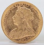 Victoria (1837-1901), Sovereign, 1891, Melbourne