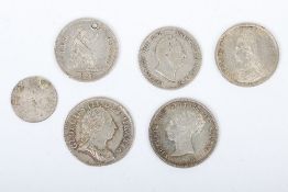 Various Maundy and other silver coins,