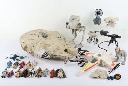 Collection of Vintage Star Wars Action Figures and Vehicles.