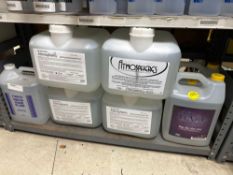 Lot of assorted haze fluid, including (6) Atmospheres lighting enhancement fluid 2.5 gal, (2)