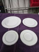 Off White Round Silver Double Band Dinnerware