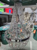 Chrome and Glass Electric Chandelier