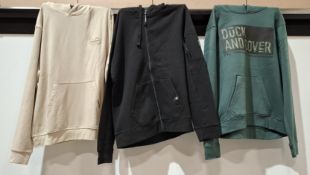 20 X BRAND NEW MIXED CROSSHATCH AND DUCK AND COVER HOODIES IN VARIOUS COLOURS STONE , GREEN ,