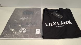 40 X BRAND NEW LILYLANE LONDON T-SHIRTS IN WHITE AND BLACK IN SIZES, S, M, L (IN 2 TRAYS - TRAYS NOT