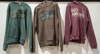 20 X BRAND NEW MIXED CROSSHATCH AND DUCK AND COVER HOODIES IN VARIOUS COLOURS, BLUE, RED, NAVY BLUE,