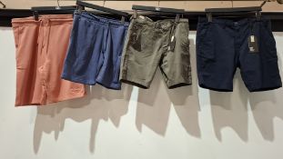 20 X BRAND NEW MIXED SHORTS CONTAINING, DUCK AND COVER AND CROSS HATCH IN PINK, BLUE, GREEN, RED,