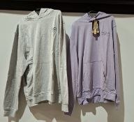 20 X BRAND NEW CROSSHATCH HOODIES 18 X IN LIGHT PURPLE IN SIZES DOUBLE XL EXTRA LARGE , LARGE ,