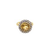 A citrine and diamond cluster ring,